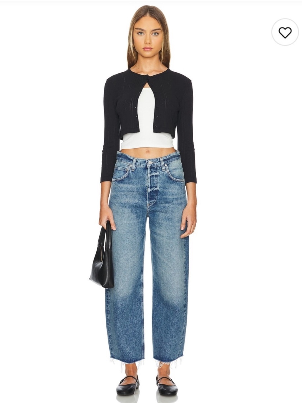 Citizens Of Humanity Jeans Ayla Raw Hem Crop Barrel Wide Leg in Doheny Blue